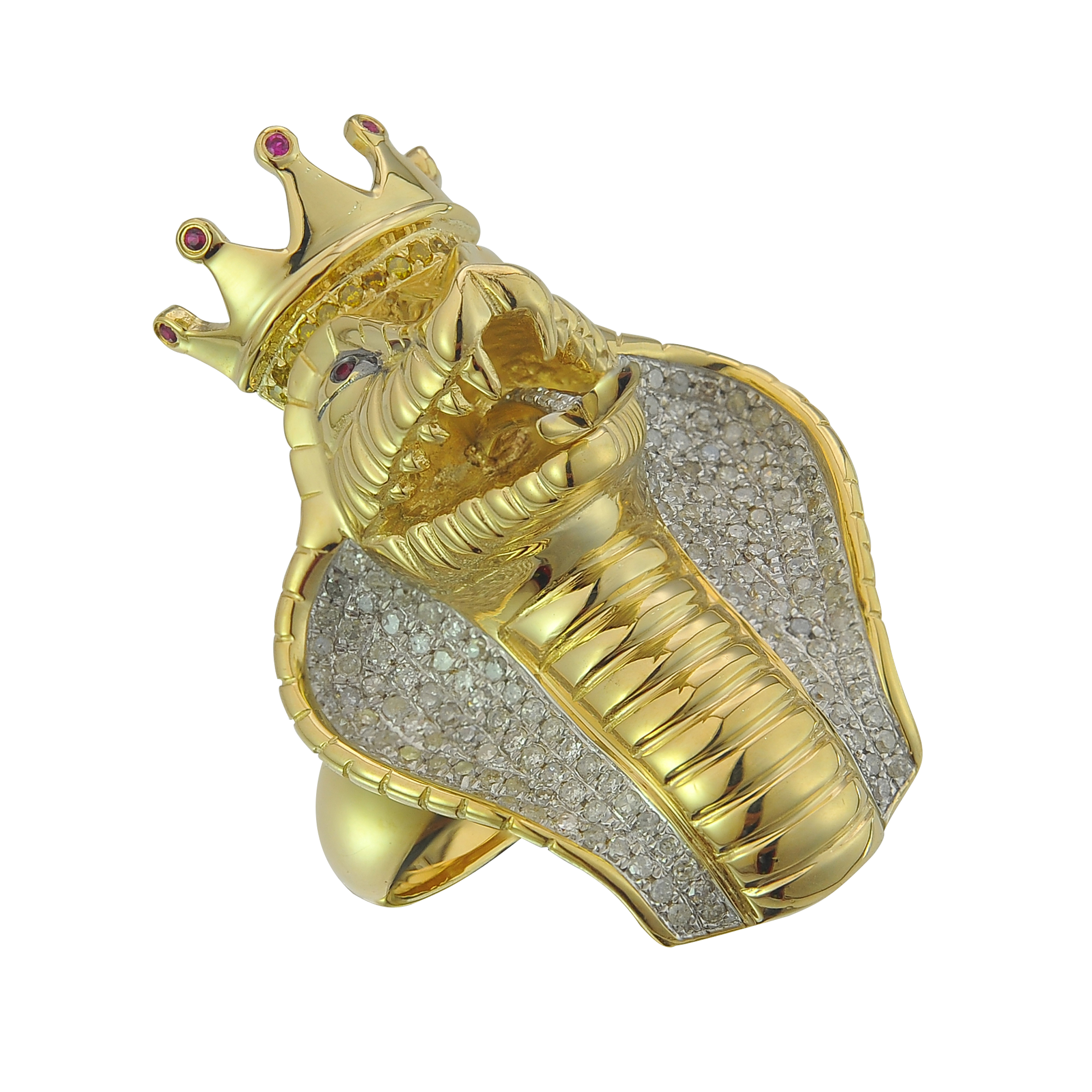 Diamond King Cobra Ring 0.86 ct. 10K Yellow Gold